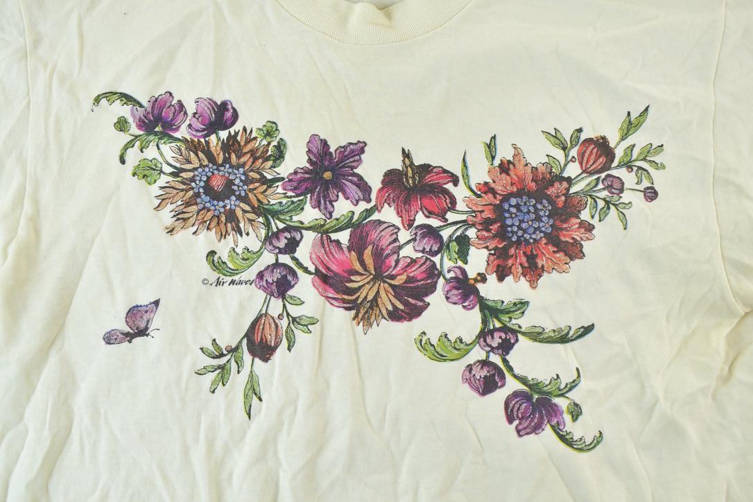 Vintage 1990s Floral Tan Single Stitch T-Shirt