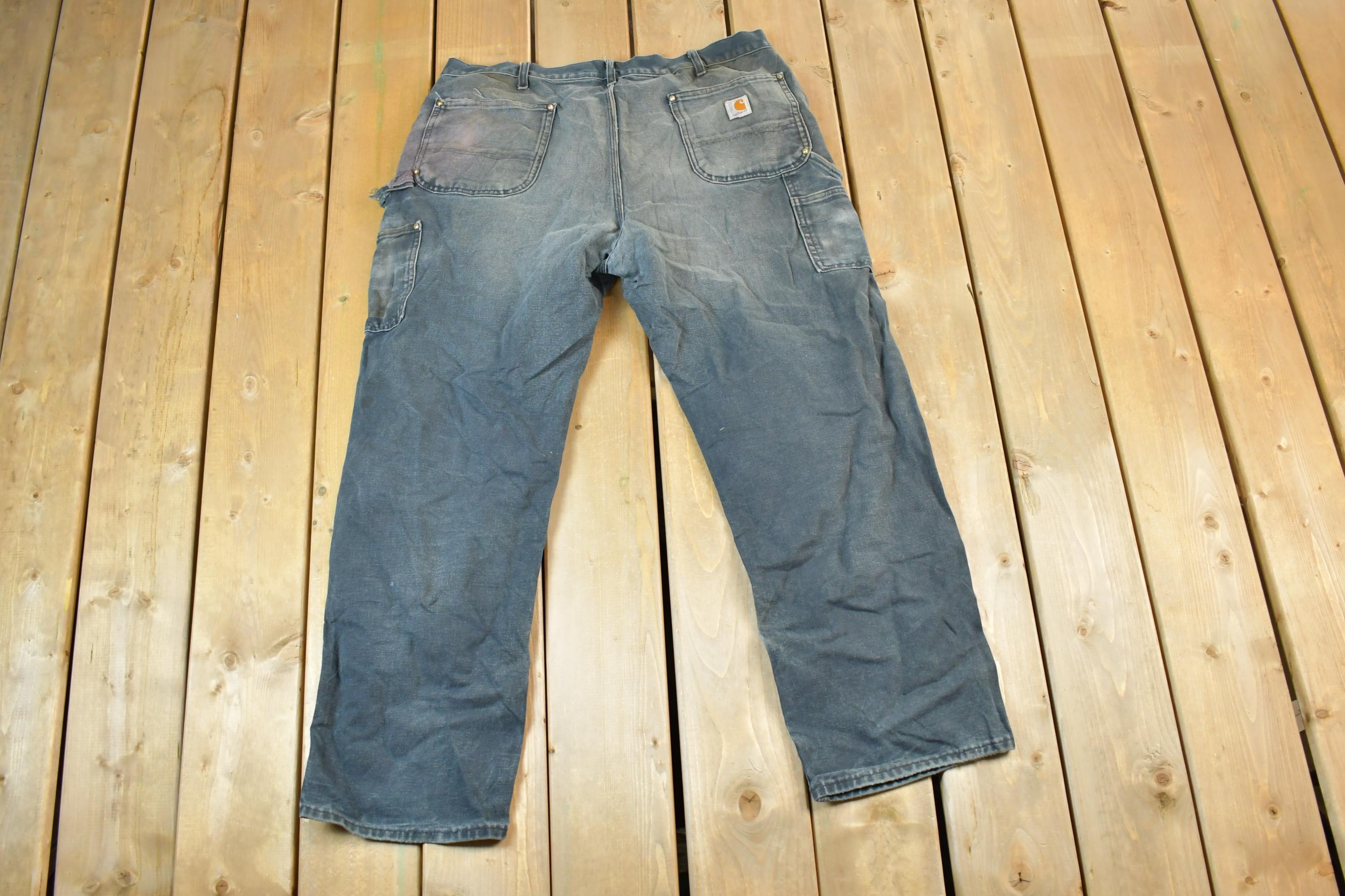 Vintage 1990s Carhartt Double Knee Distressed Denim Work Jeans Size 40 x 32