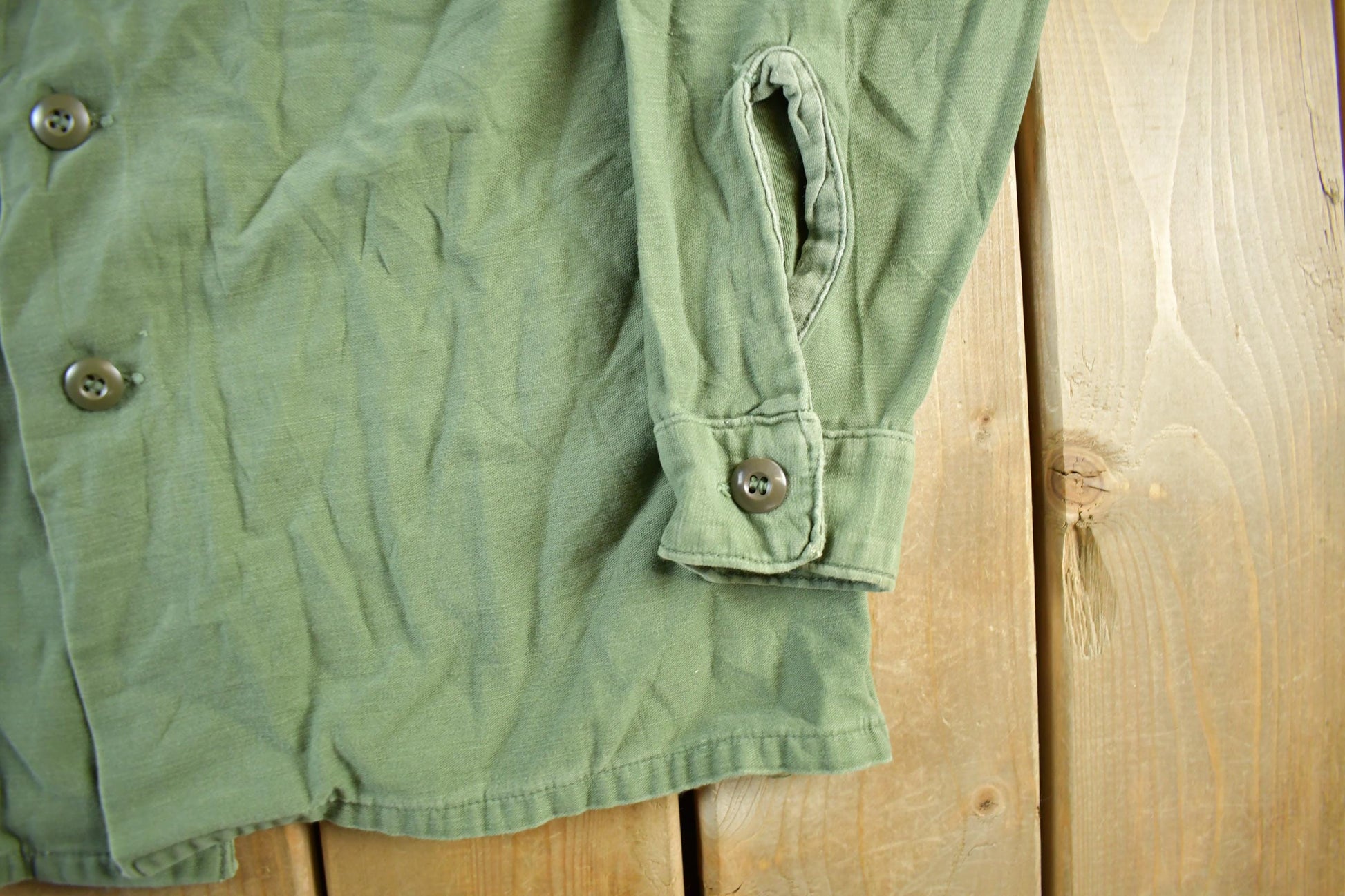 Vintage 1970s 1980s Army OG-107 Military Sateen Shirt Men's Medium  Field Combat Shirt  Militaria