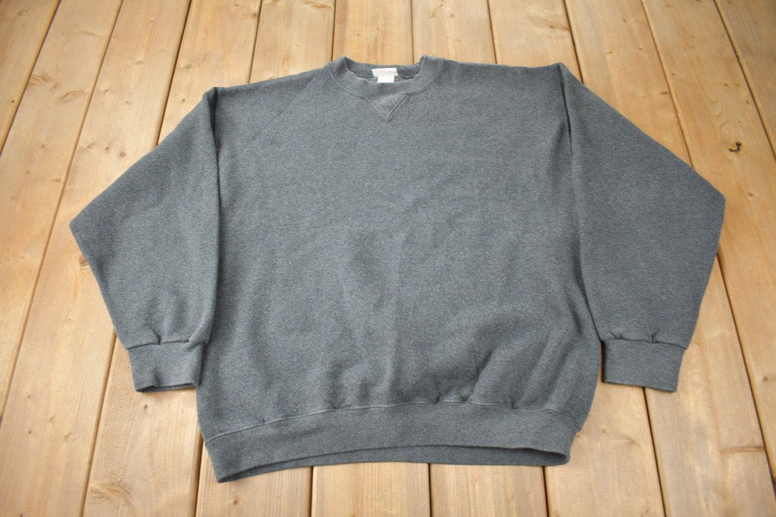 Vintage 1990s Pro Spirit Gray Blank Crewneck Sweatshirt Made In USA