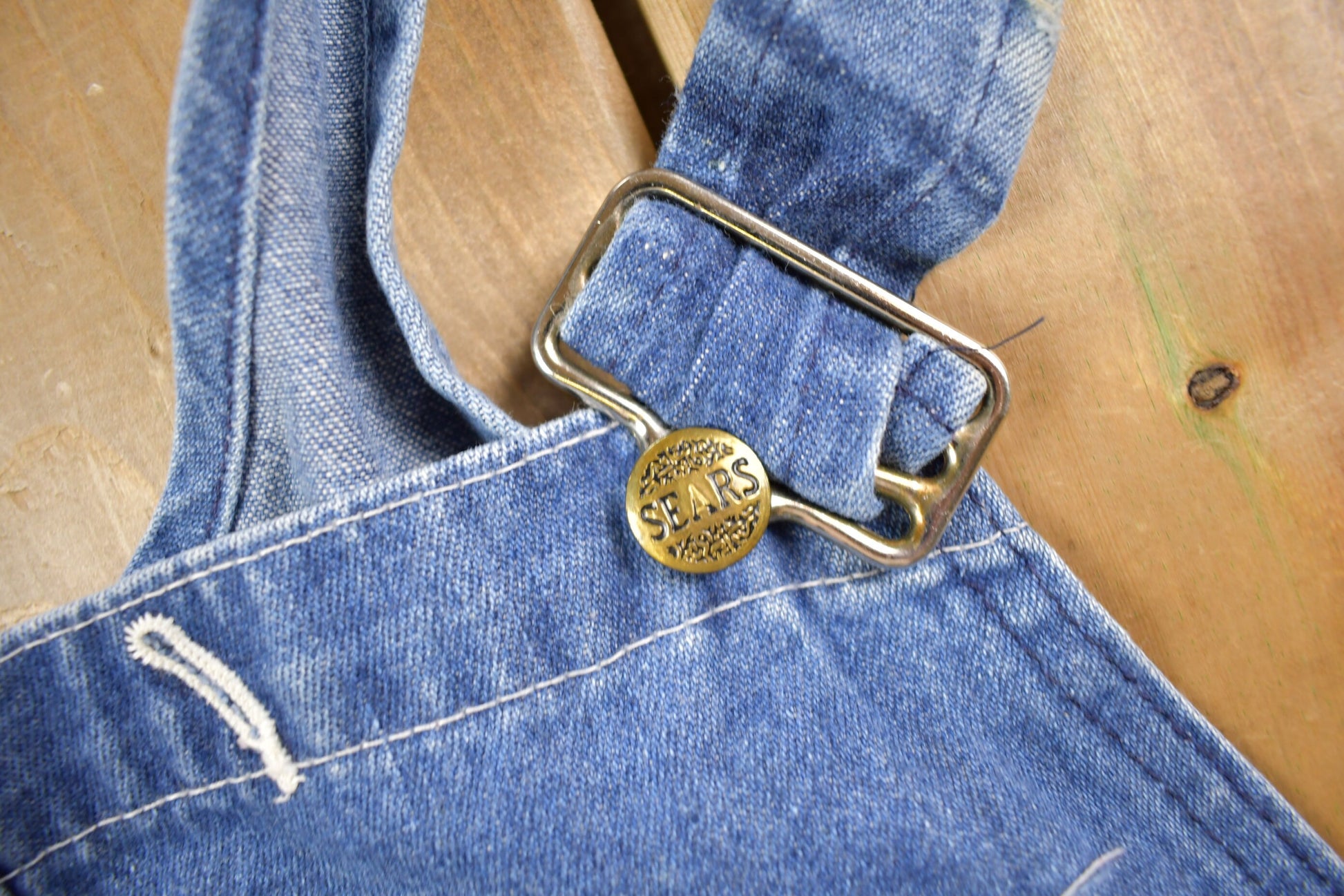 Vintage 1970s Sears Union Made Blue Denim Jean Overalls Size 36 x 29