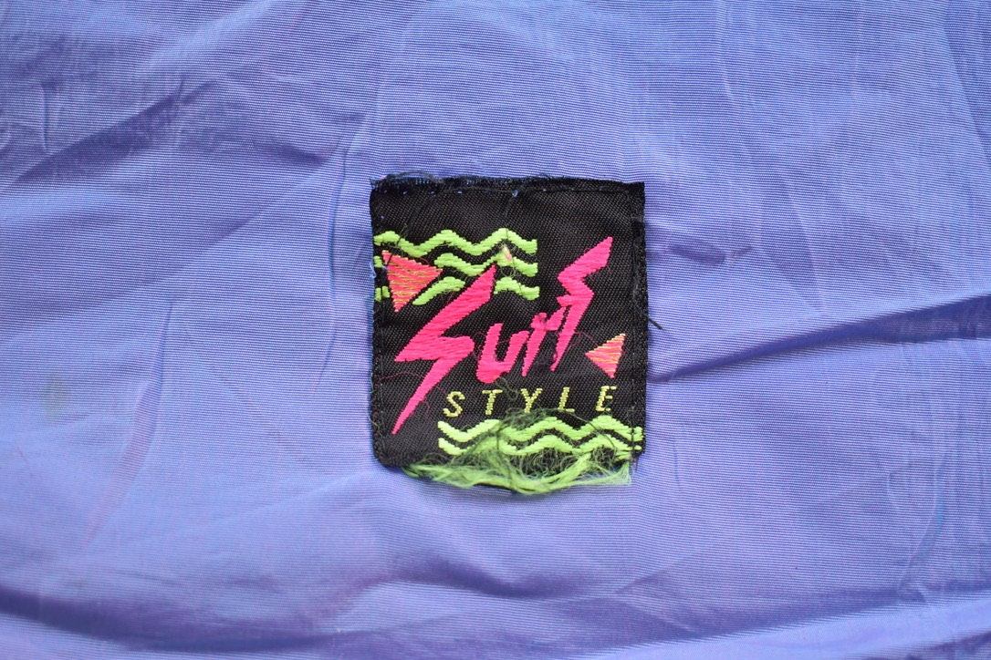Vintage 1990s Surf Style Quarter Zip Pull Over Windbreaker Jacket