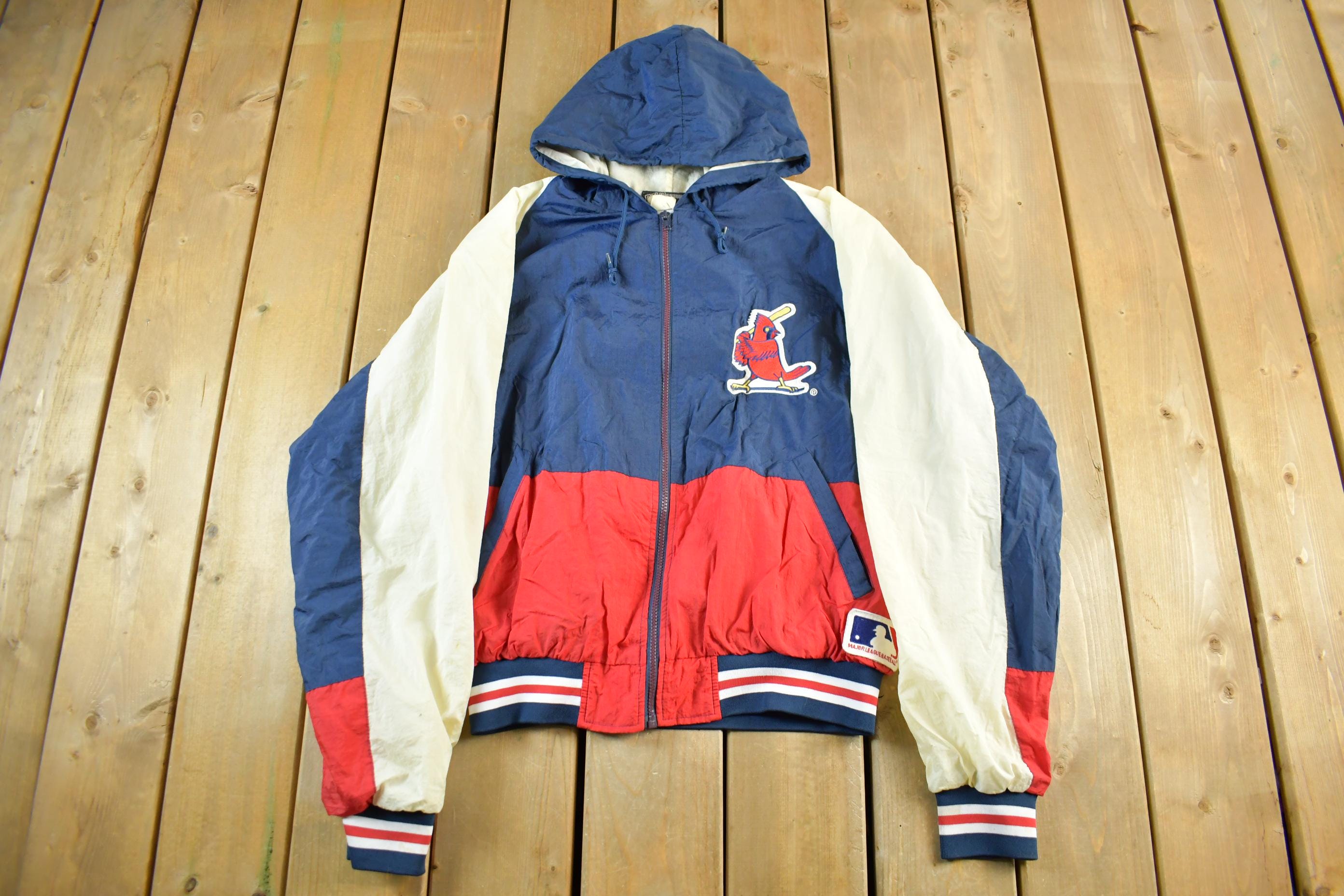Vintage 1990s St. Louis Cardinals MLB Hooded Windbreaker Jacket Men's XL