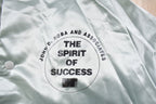 Vintage 1980s John D. Roba And Associates The Spirt Of Success Satin Bomber Snap Button Silver Jacket