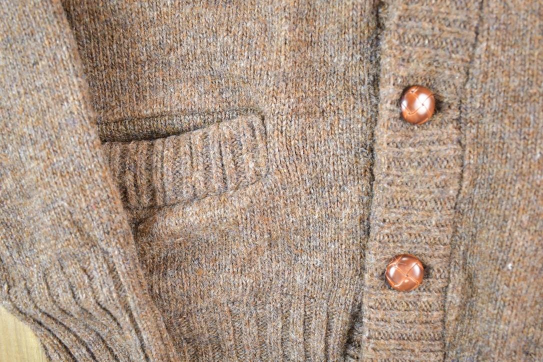 Vintage 1970s Wool Knit Cardigan Sweater Men's L
