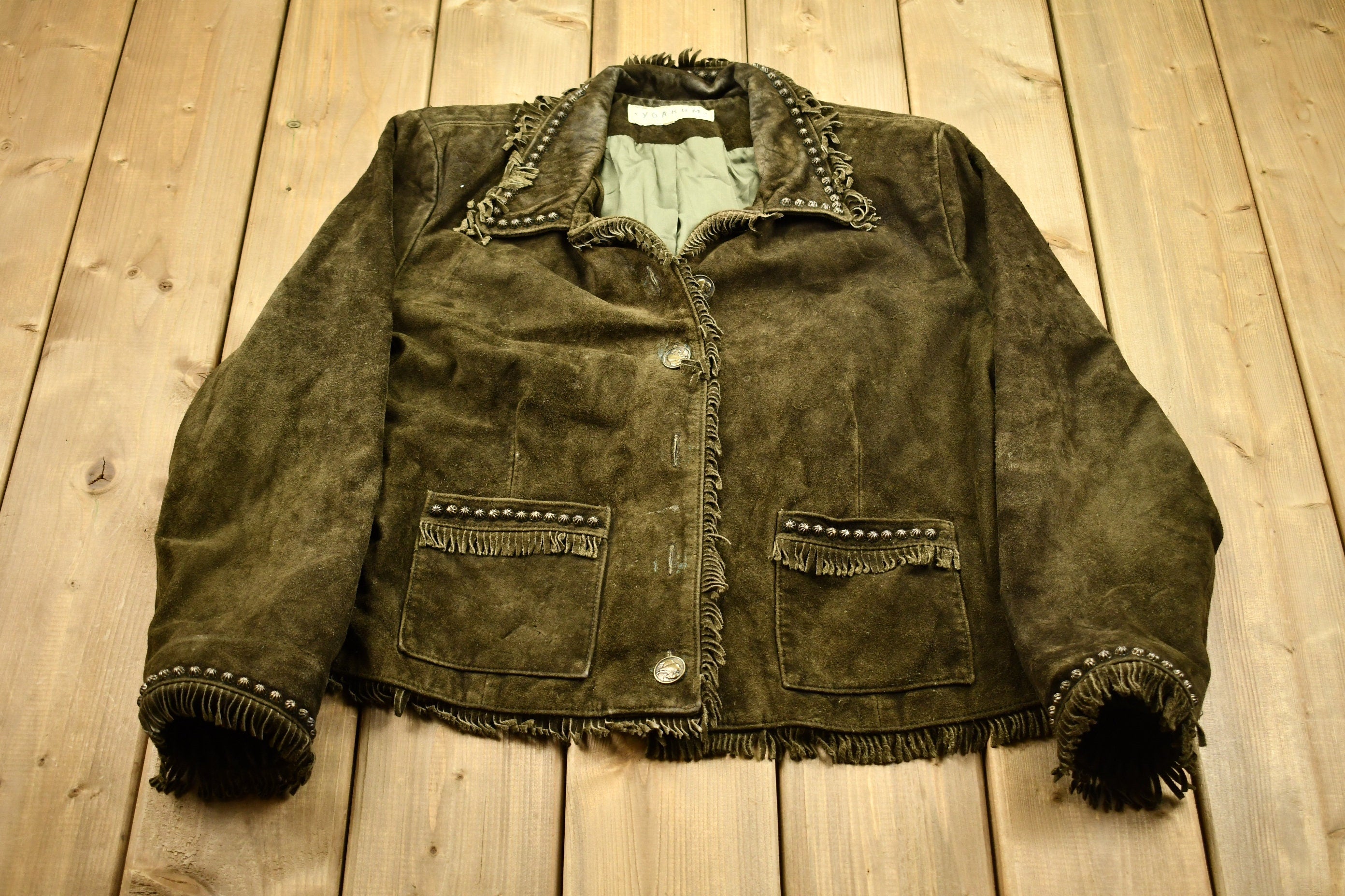 Vintage 1990s Yoakum Suede Leather Varsity Jacket