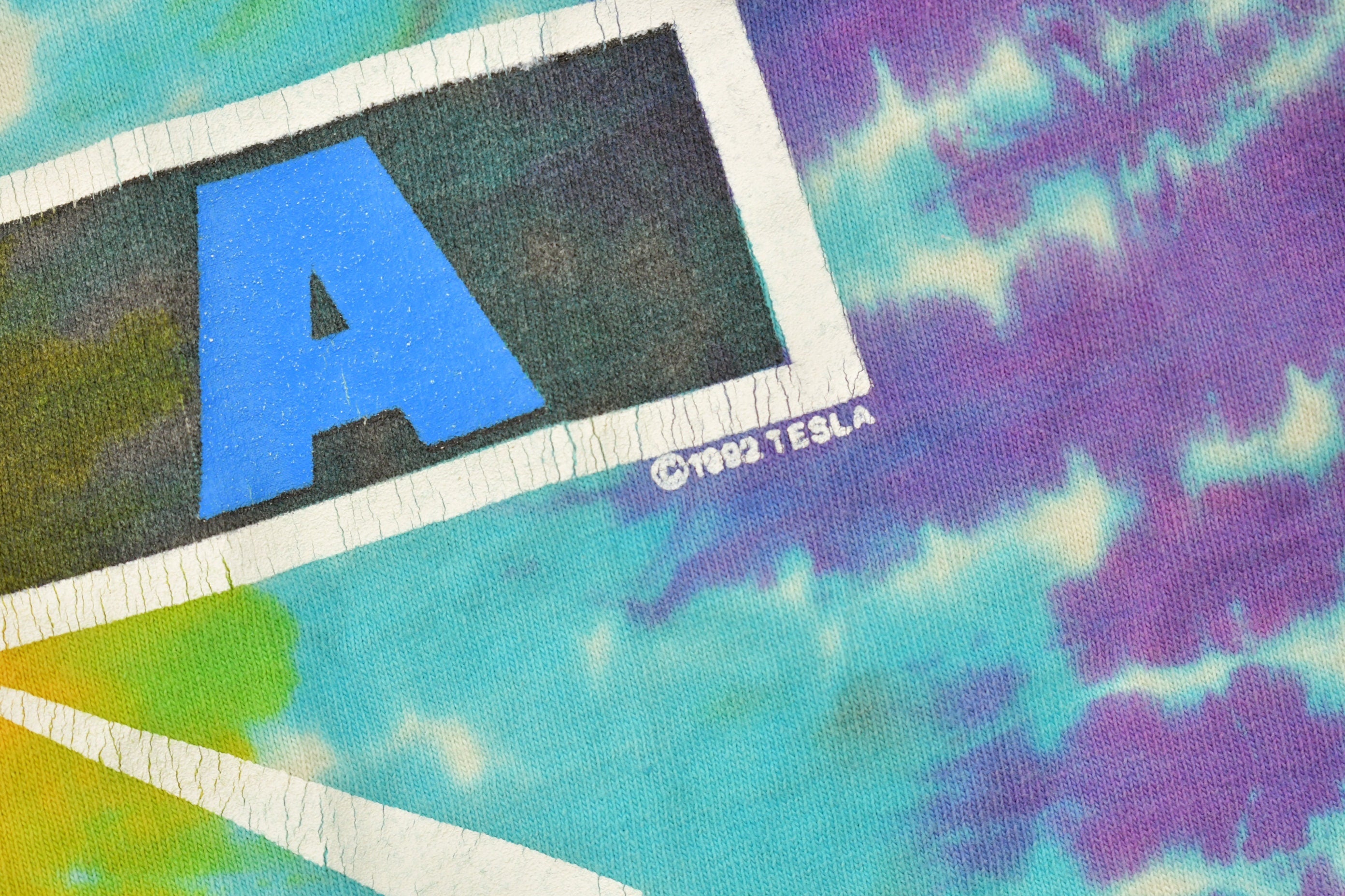 Vintage 1992 Tesla Tie Dye Band T-shirt