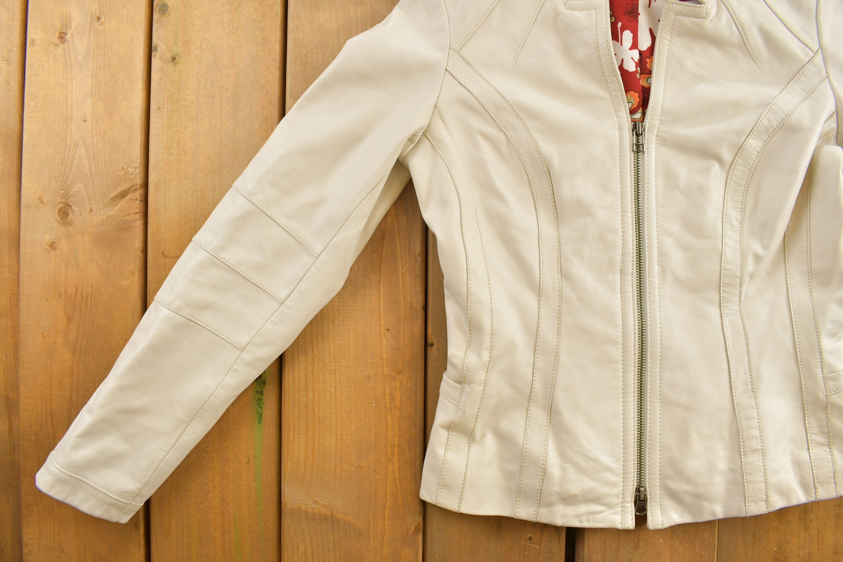 Vintage 1990s Danier White Leather Jacket