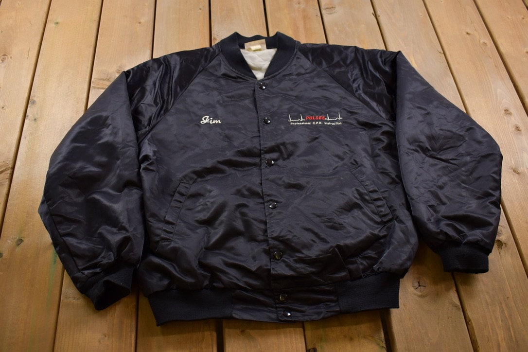 Vintage 1990s Pulses CPR Satin Bomber Jacket