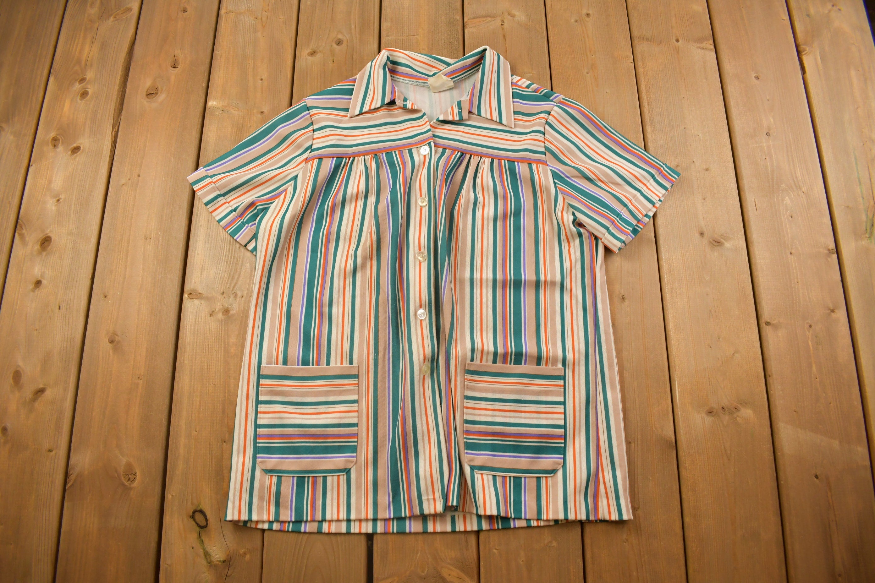 Vintage 1990s Land 'N Sea Striped Button Up Shirt