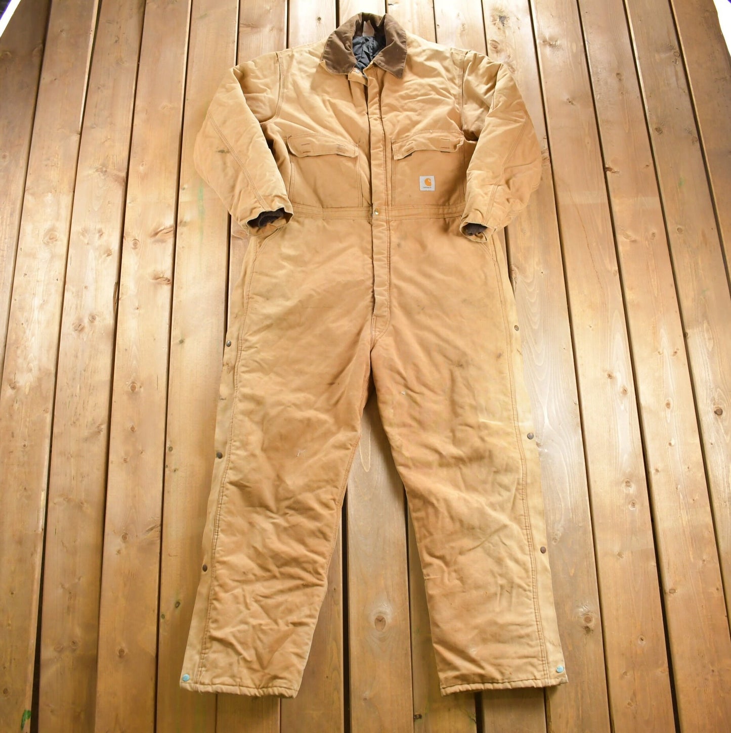 Vintage 1980s Carhartt Quilt Lined Duck Insulated Coverall Jumpsuit / Utility Overalls / Heavy Weight / Vintage Workwear / Union Made in USA