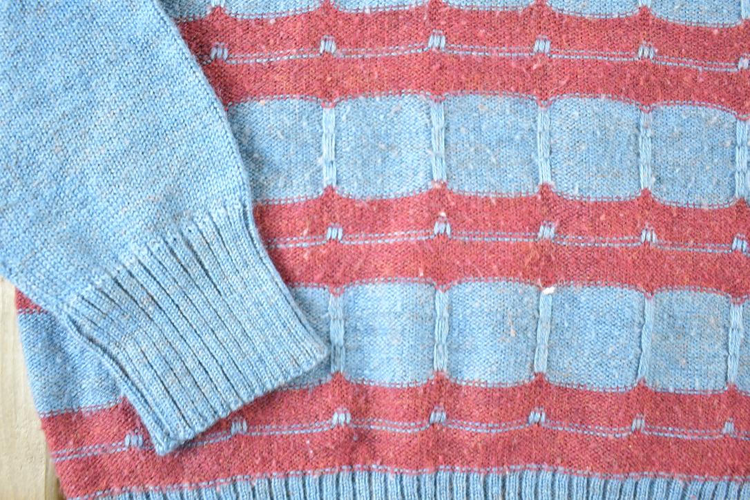 Vintage 1990s Jean Michaud Knit Abstract Pattern V Neck Sweater