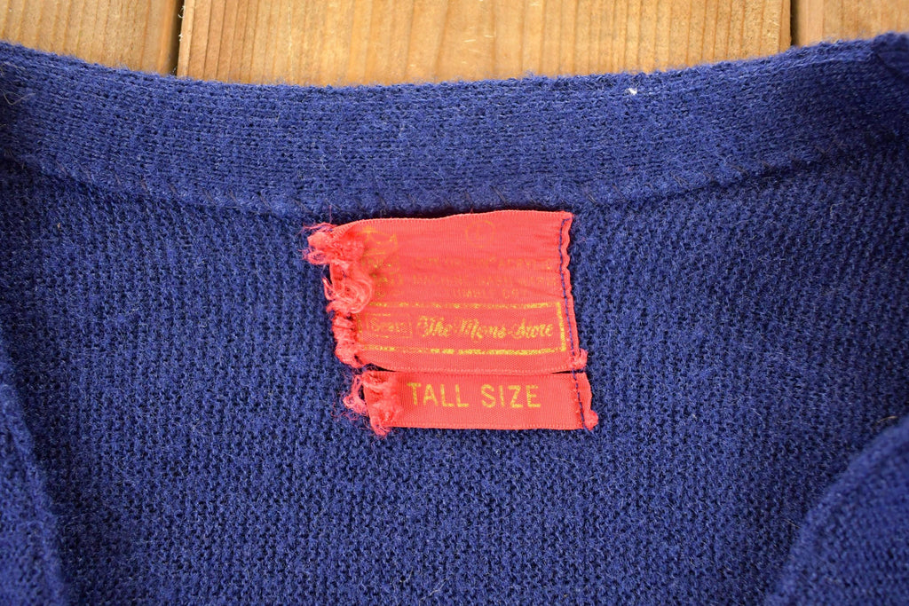 Vintage 1970s Navy Knit Cardigan Sweater Vest Men's M