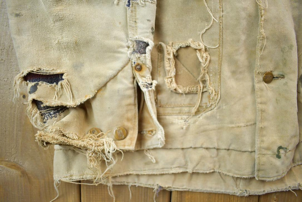Vintage 1970s Carhartt Blanket Lined Chore Coat Heavily Distressed