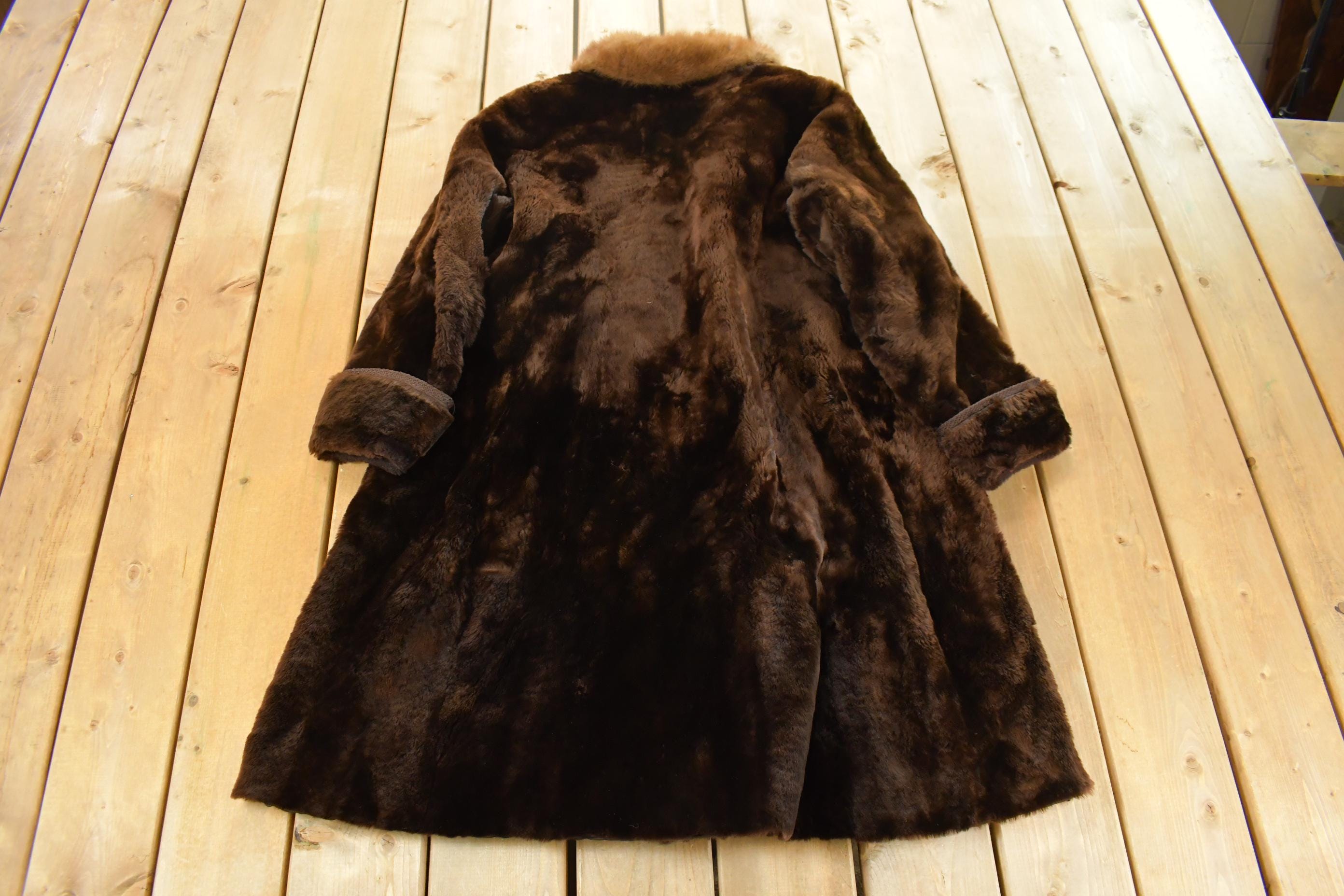 Vintage 1980s Mouton Fur Coat Adult Large