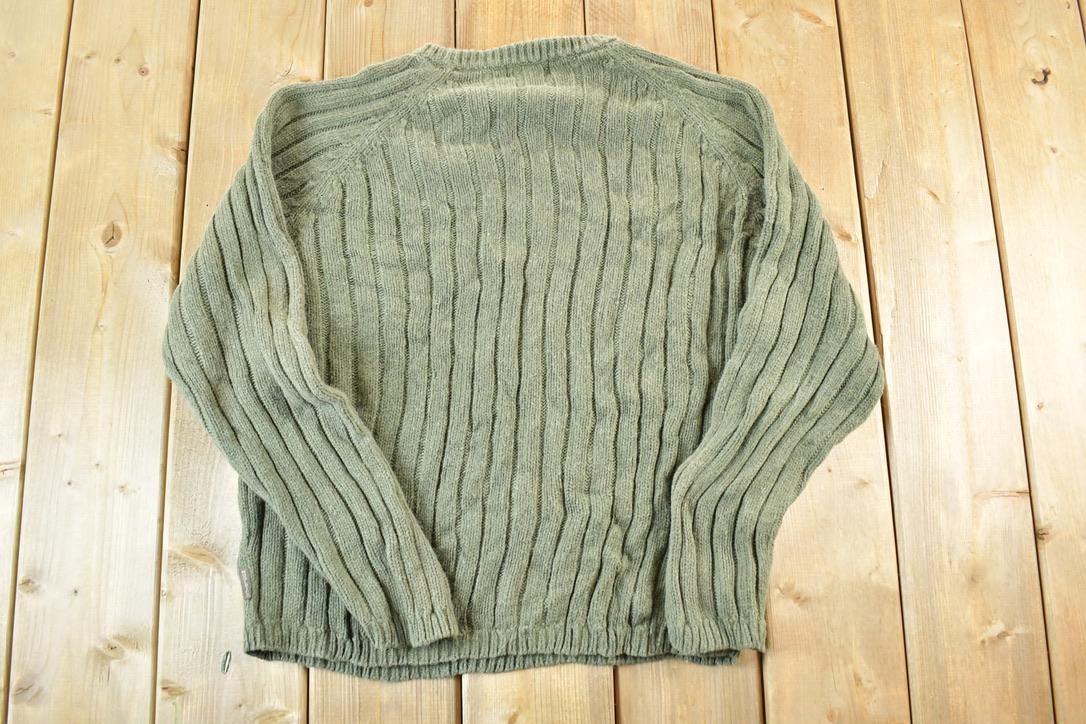 Vintage 1990s Woolrich Mens Cable Knit Crewneck Sweater Mens L