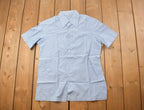 Vintage 1990s Blank Blue Button Up Dress Shirt
