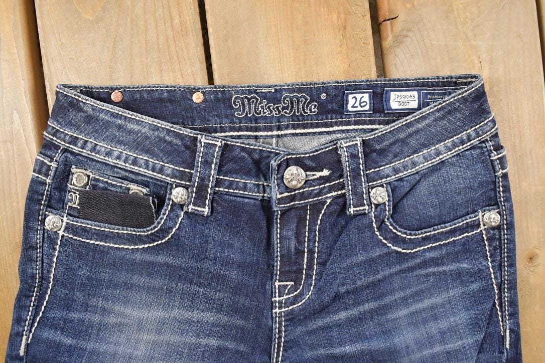 Vintage Deadstock Y2K Miss Me Bedazzled Low Rise Jeans Women's Size 26x31