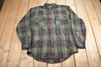 Vintage 1990s Northwest Blue Plaid Flannel Button Up Shirt