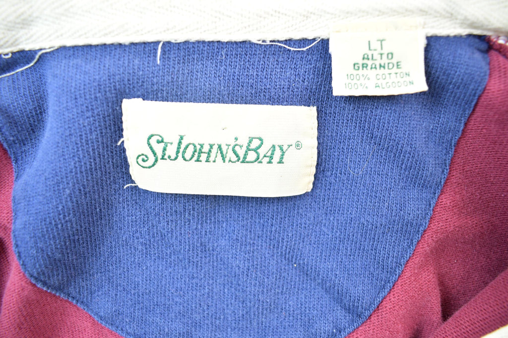 Vintage 1990s St Johns Bay Colour Block Rugby Style Quarter Button Up Shirt