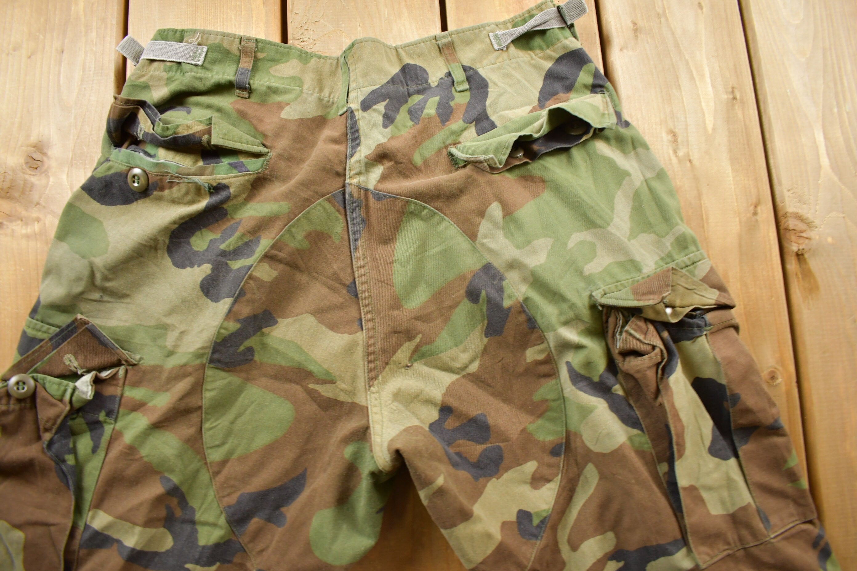 Vintage Army Woodland Camouflage Cargo Pants Size 34 x 29