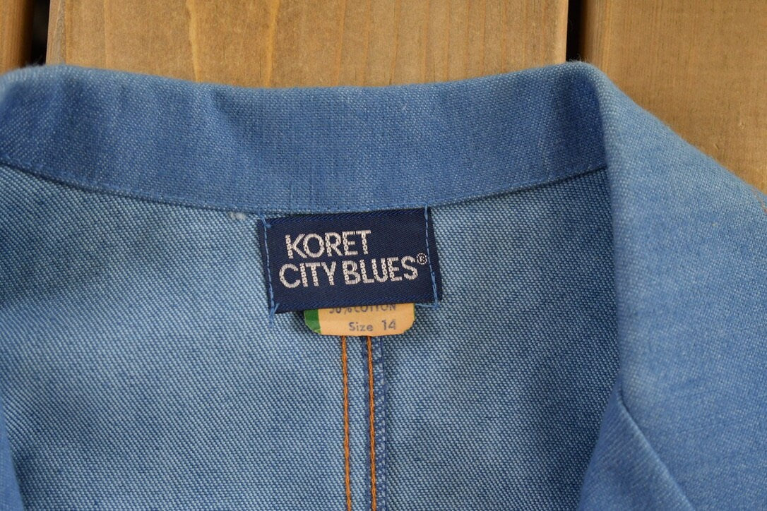 Vintage 1980s Koret City Blues Blue Button Up Blazer Jacket