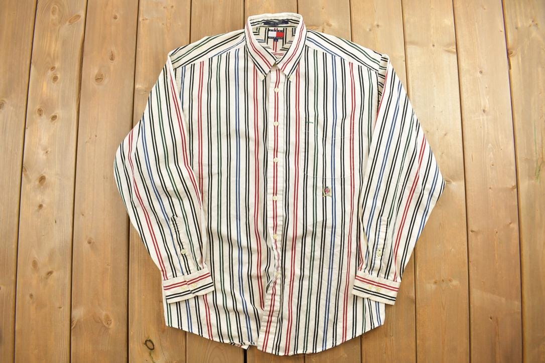 Vintage 1990s TOMMY HILFIGER Blank Button Up Shirt  1990s Button Up  Vintage Flannel  Basic Button Up