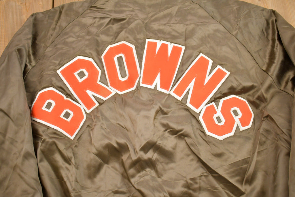 Vintage 1980s Cleveland Browns NFL Satin Bomber Jacket