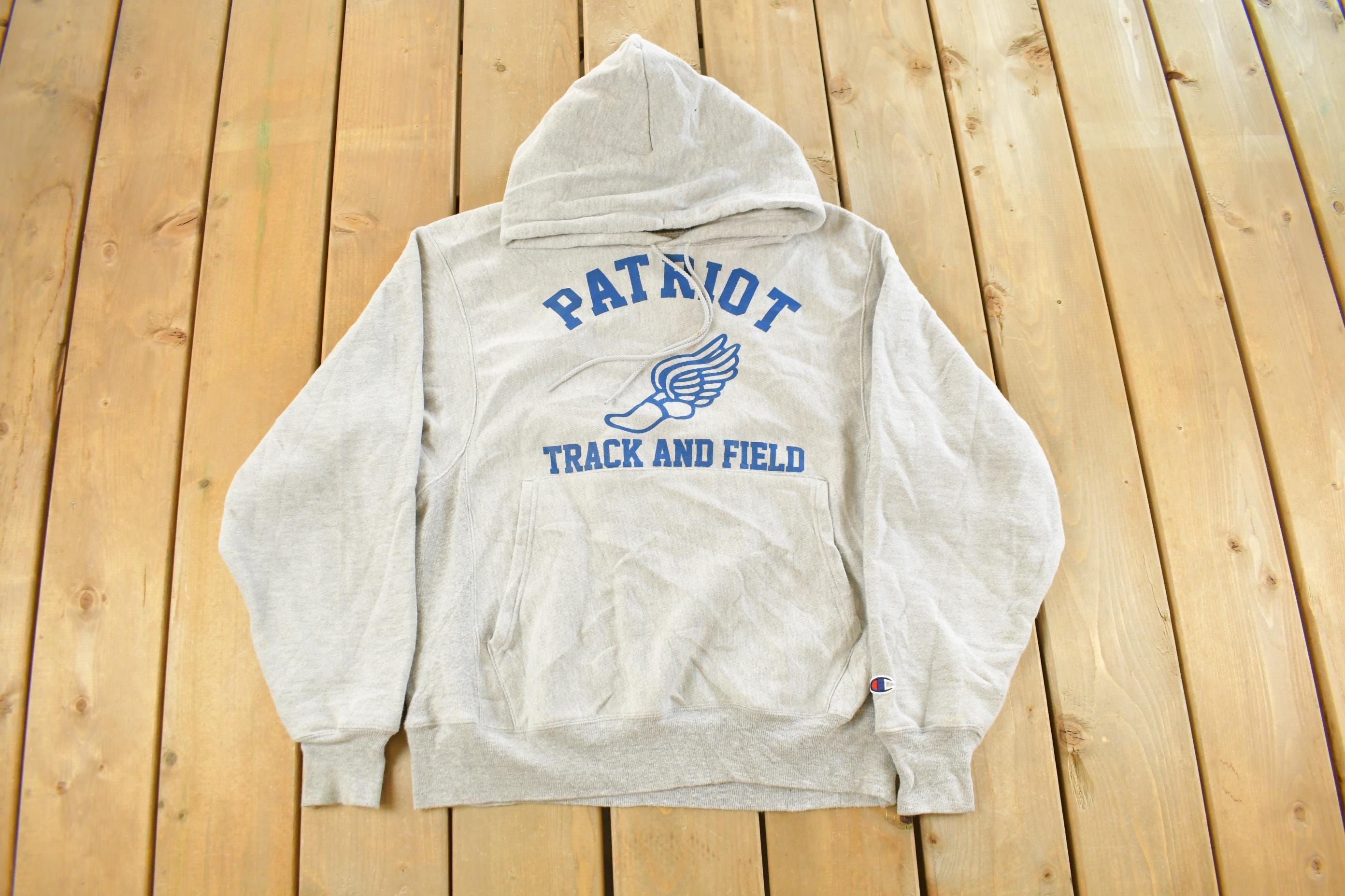 Vintage 1990s Champion Reverse Weave Patriot Track & Field Hoodie Sweatshirt Men's Small