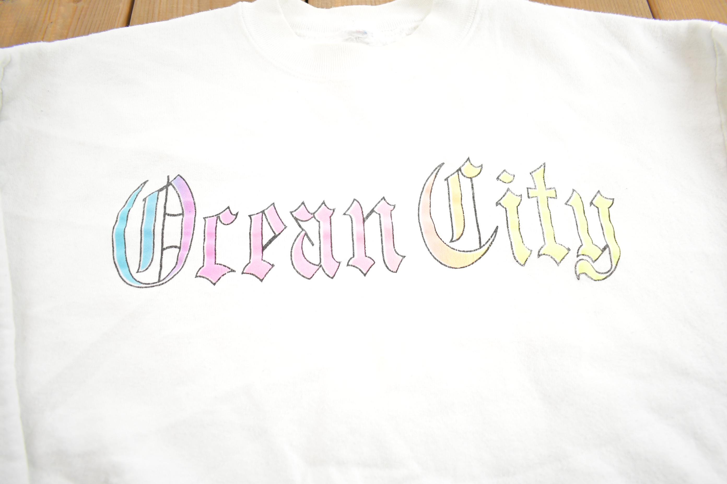 Vintage 1990s Ocean City New Jersey Souvenir Travel Crewneck Sweatshirt Made In USA