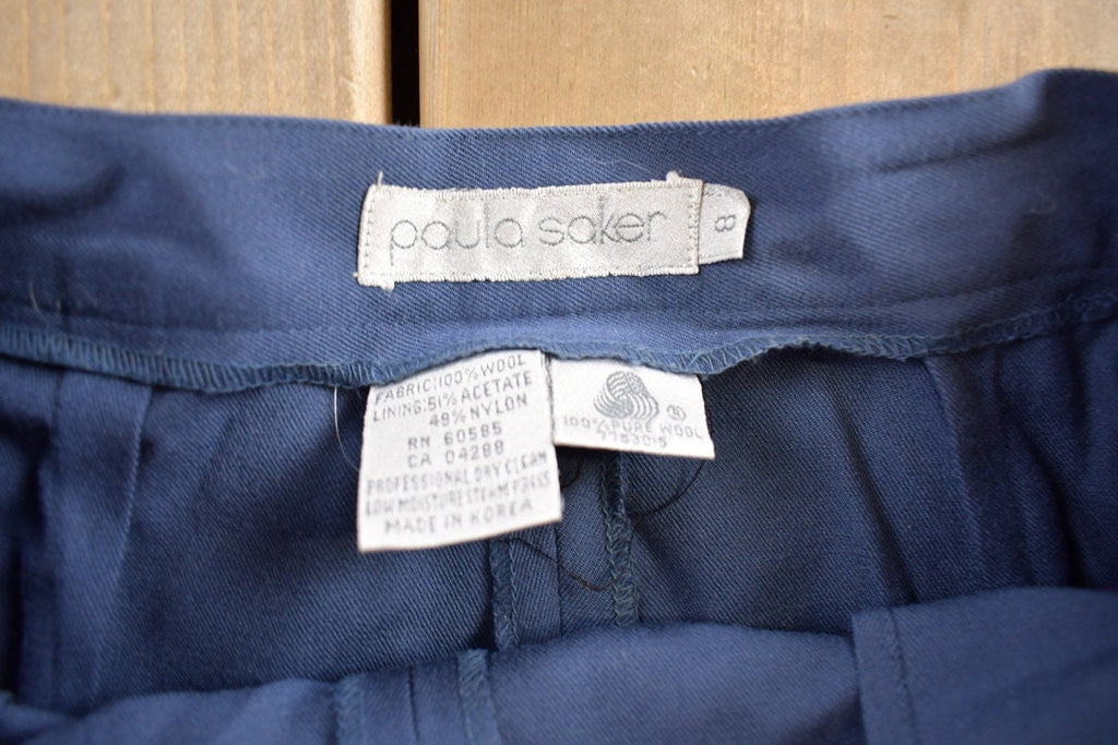 Vintage 1980s Paula Saker Blue Trousers Size 26x30