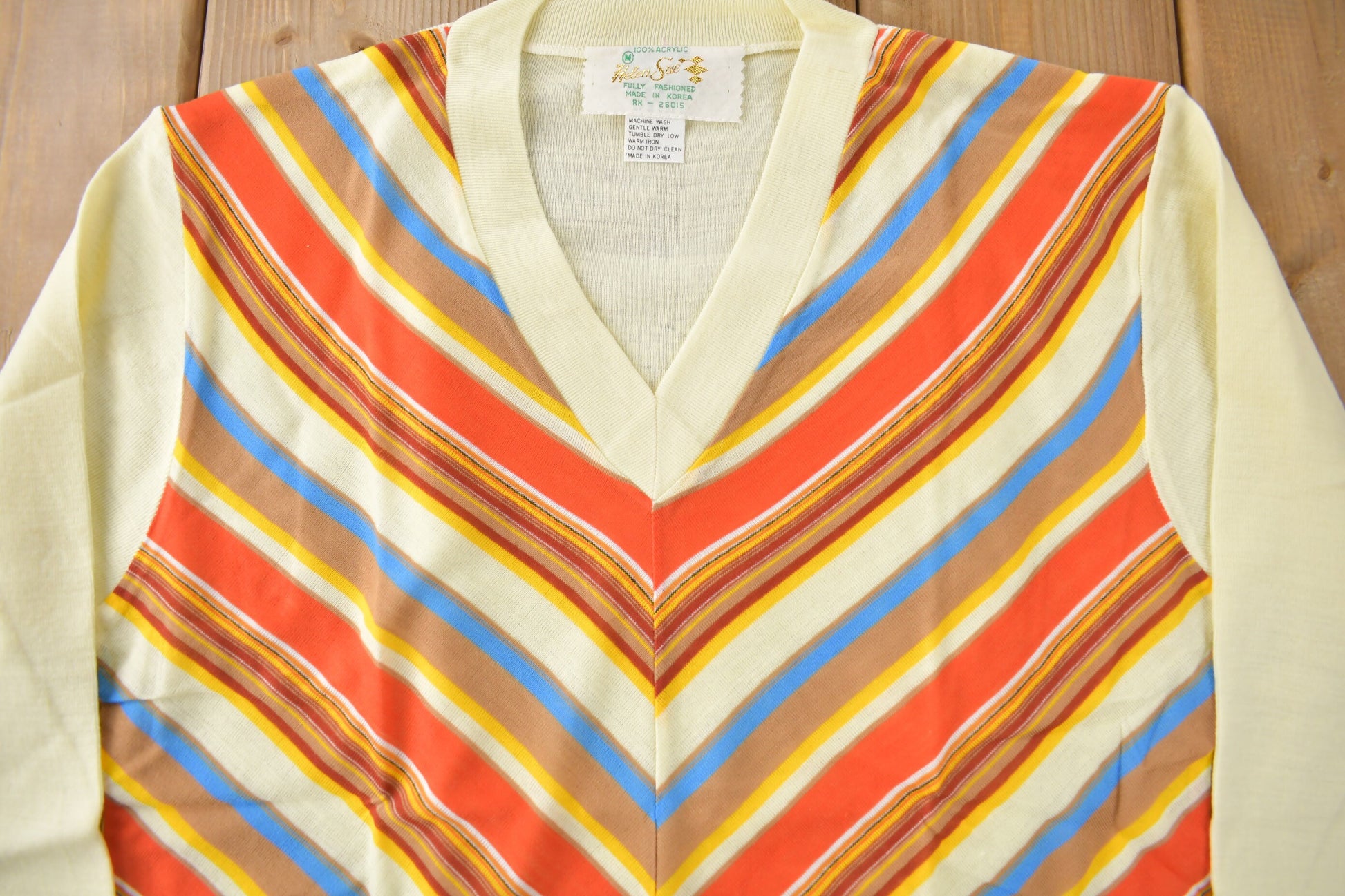 True Vintage 1960s Deadstock Helen Sue Long Sleeve Psychedelic Nylon Blouse Knit Sport Top