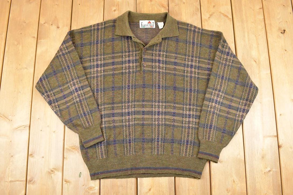 Vintage 1980s Florence Tricot Quarter Button Knit Sweater Men's L