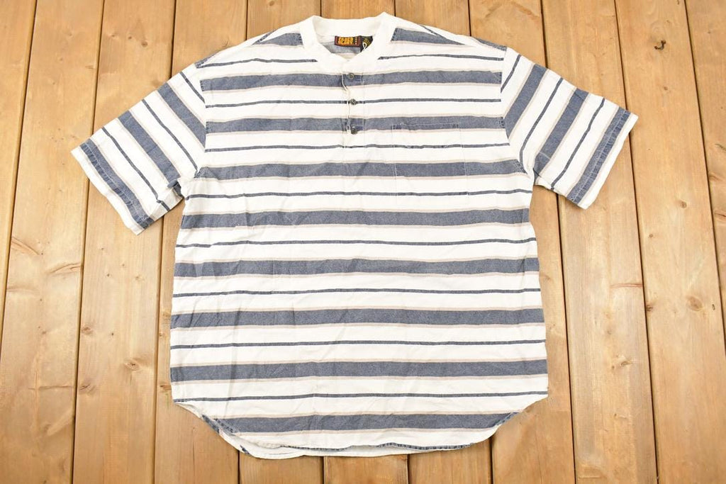 Vintage 1990s Faded Glory Striped Button Up Shirt Men's XL  Striped Pattern  Preppy Style  Boxy Fit