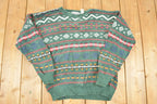 Vintage 1990s Gulf Traders Chunky Knit Holiday Crewneck Sweater Mens M