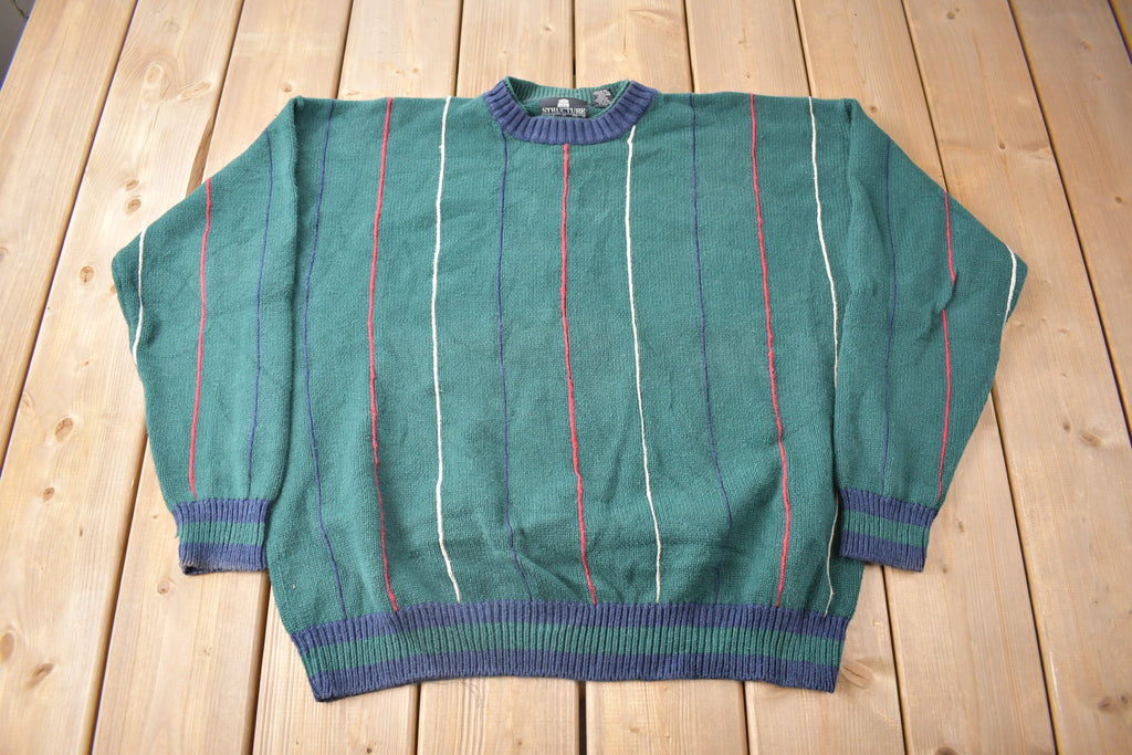 Vintage 1990s Structure Striped Knit Sweater