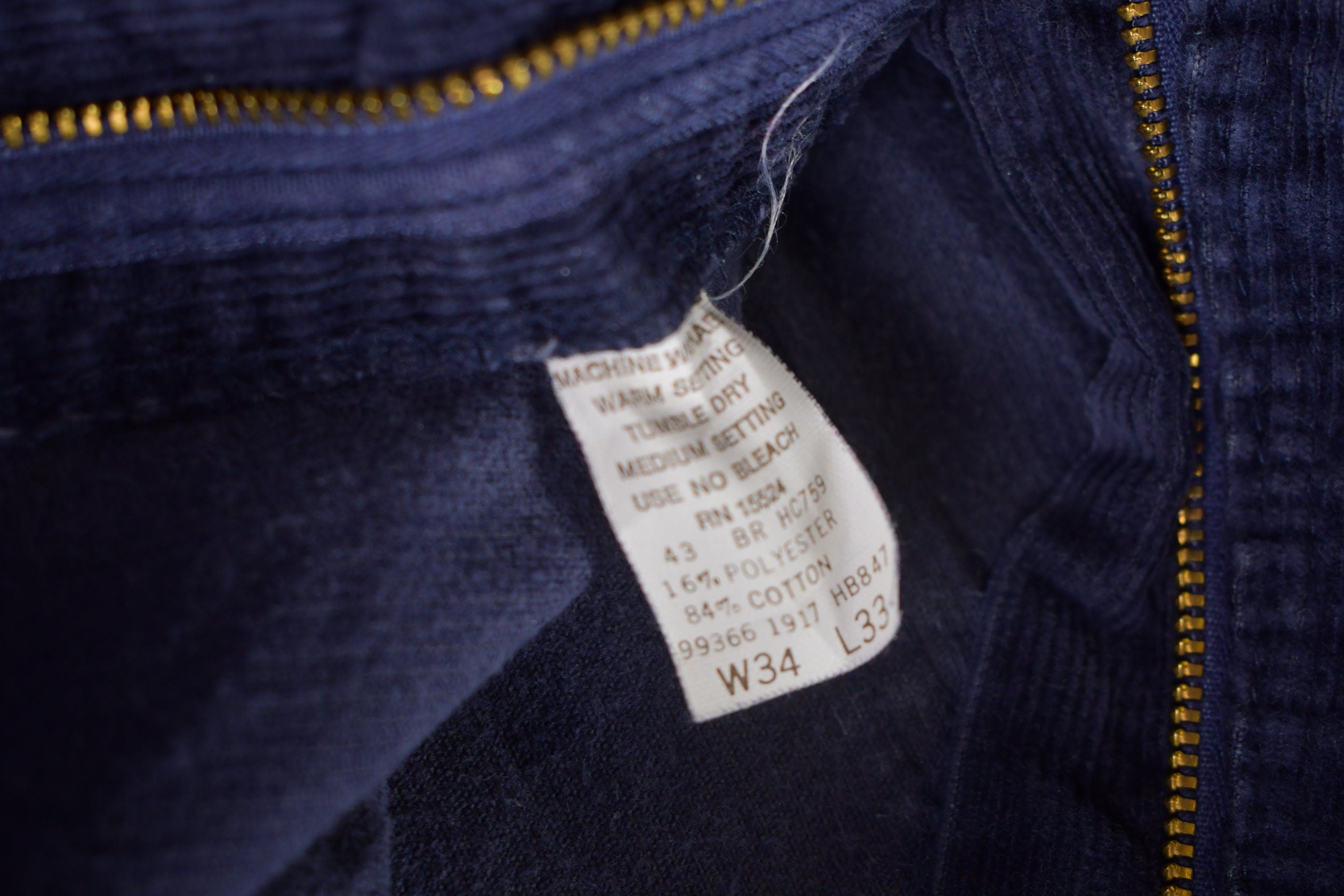 Vintage 1970s Gap Pioneer Navy Blue Corduroy Trousers Size 32 x 32