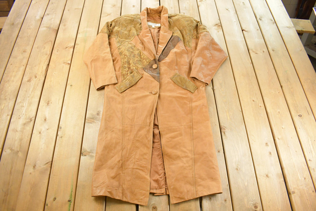 Vintage 1990s Maggie Lawrence Leather Trench Coat Women's Large