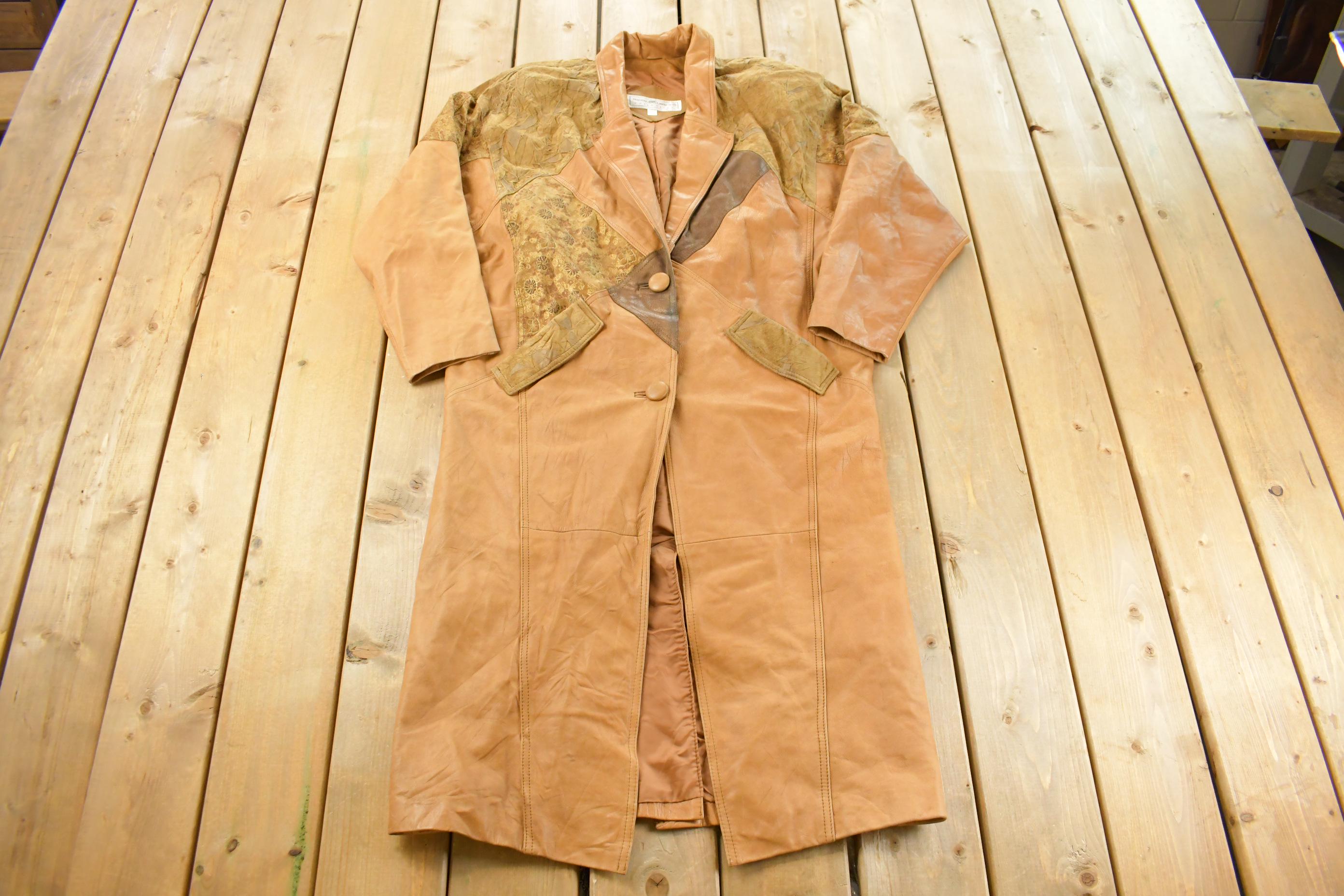 Vintage 1990s Maggie Lawrence Leather Trench Coat Women's Large