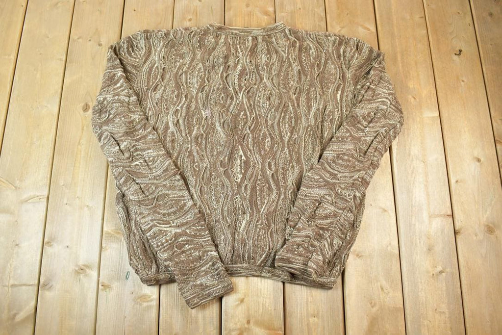 Vintage 1990s Coogi Made In Australia 3D knit 100% Cotton Abstract Pattern Crewneck Sweater /