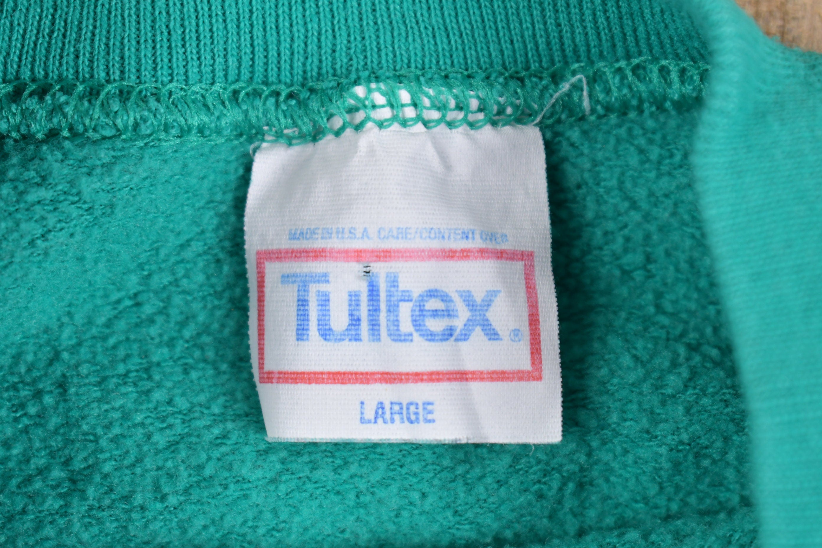 Vintage 1980s Tultex Turquoise Raglan Crewneck Sweatshirt