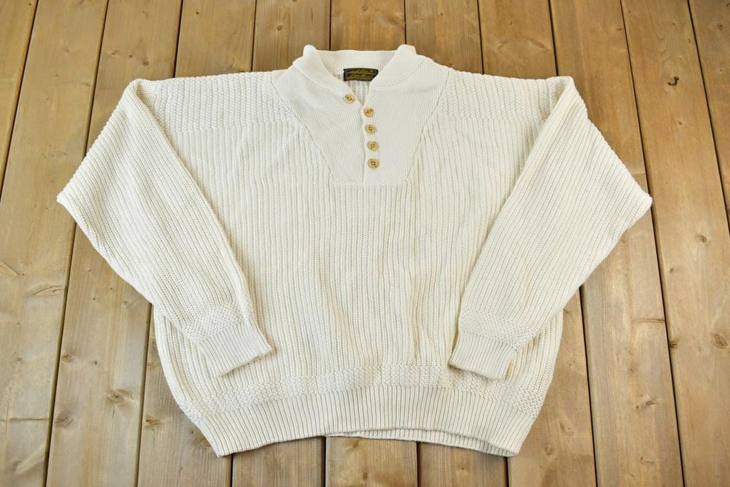 Vintage 1990s Eddie Bauer Quarter Button Knit Crewneck Sweater