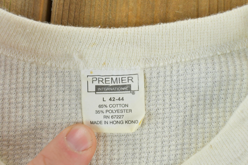 Vintage 1990s Premier Waffle Knit Long John Crewneck Sweater