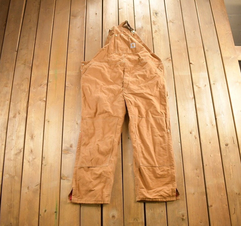 Vintage 1990s Carhartt Double Knee Canvas Overalls Size 50x30