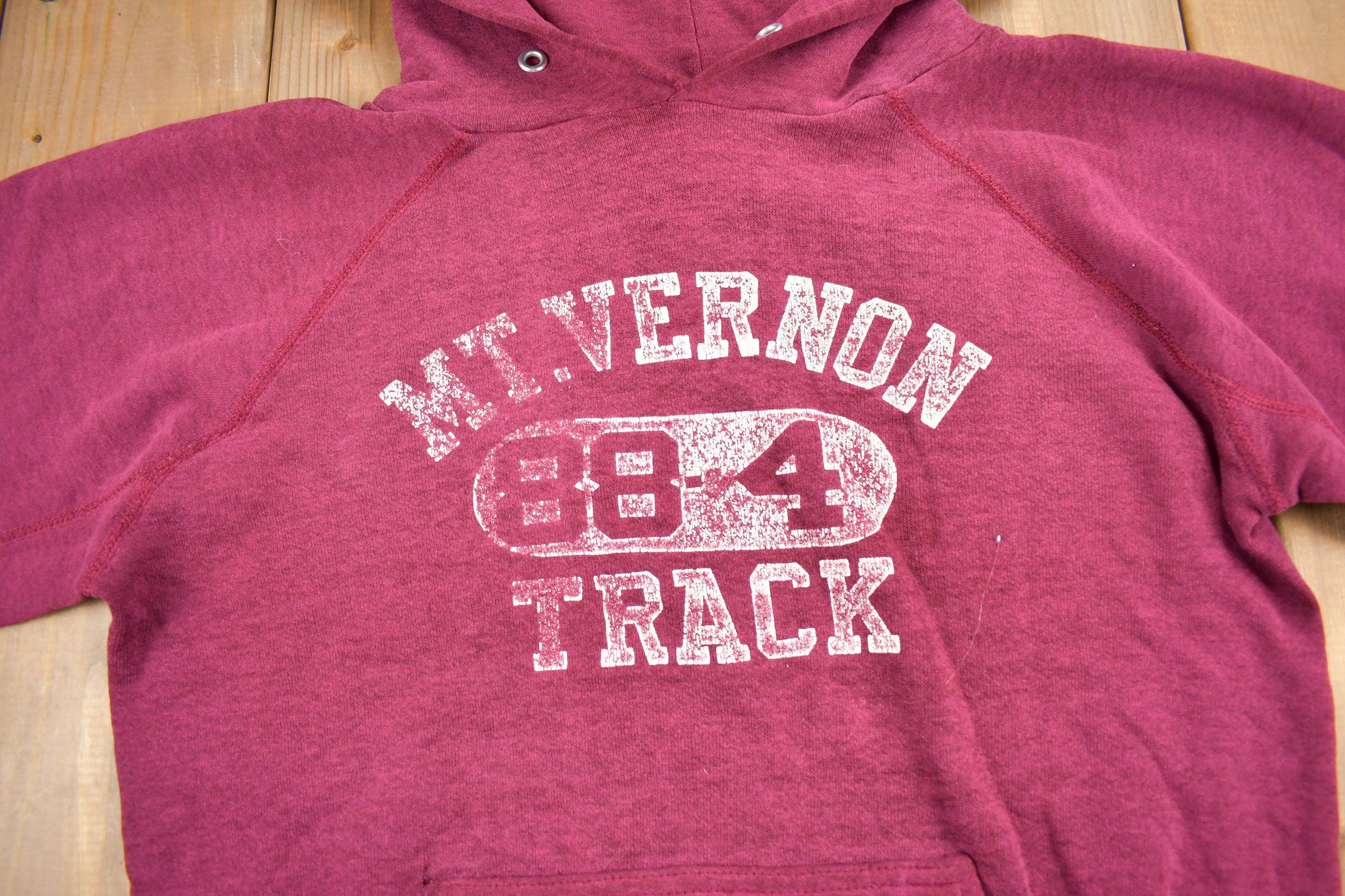 Vintage 1980s Mt Vernon Track Graphic Hoodie