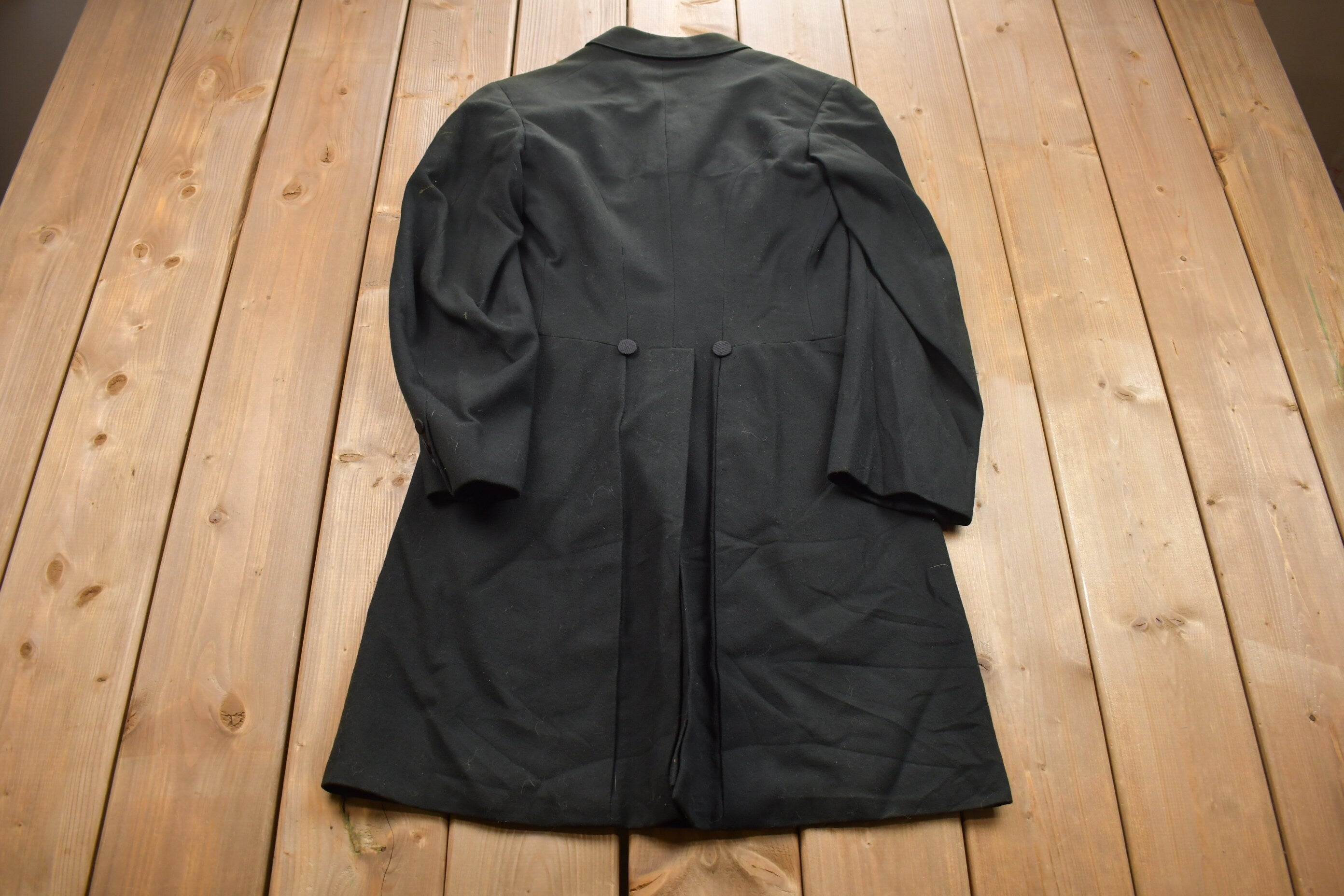 Vintage 1990s Black Button Up Pea Coat /