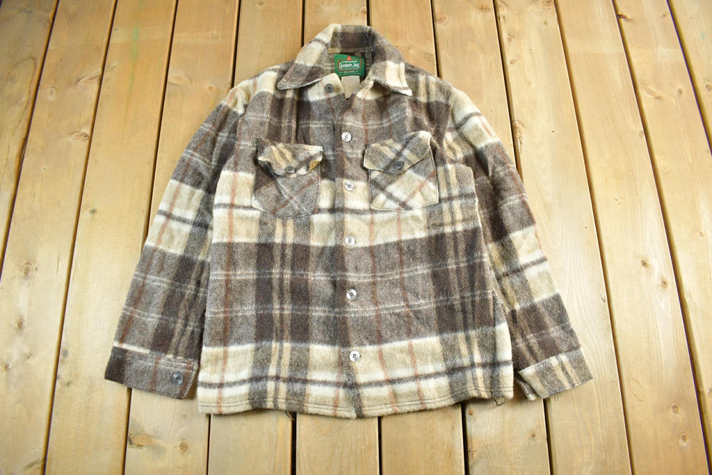 Vintage 1970s Canadian Lumber Jac Wool Flannel Shirt Jacket Men's Medium