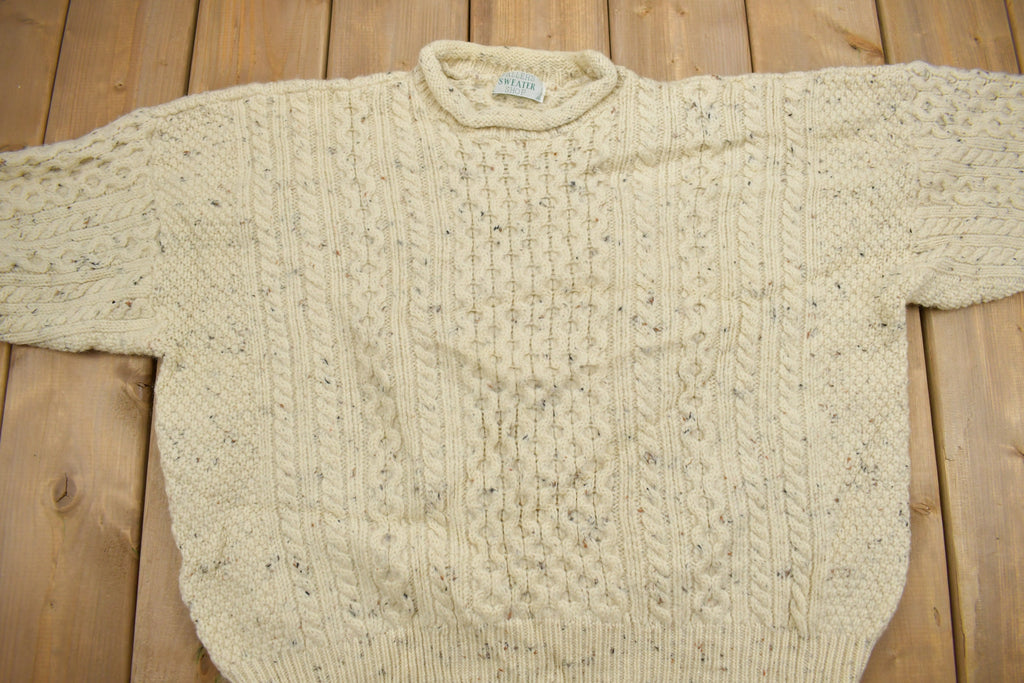 Vintage 1990s Hand Knit Cable Knit Sweater