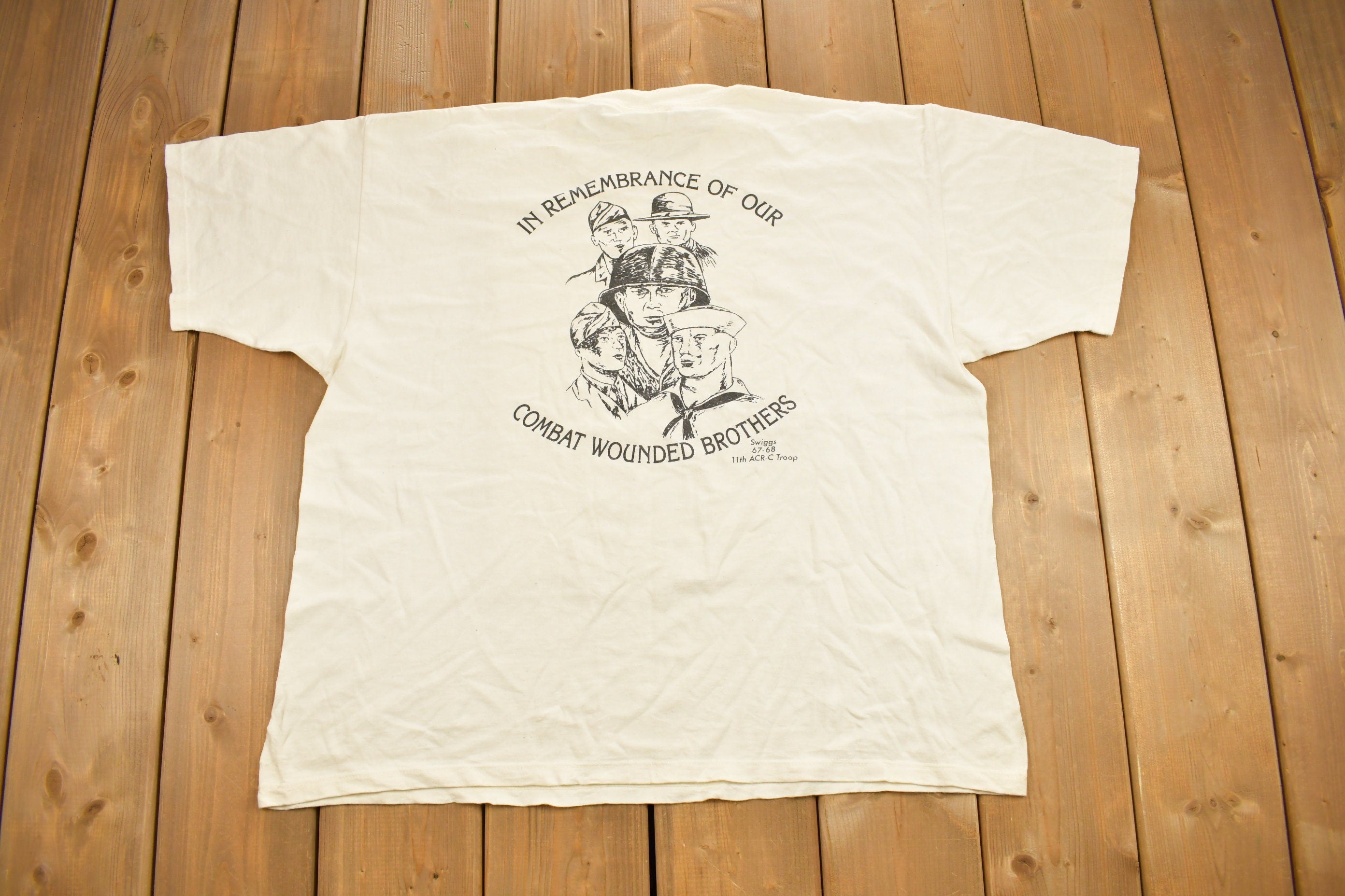 Vintage 1990s In Remembrance Of Our Combat Wounded Brothers Graphic T Shirt