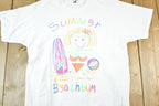 Vintage 1990s Summer Beach Bum Cartoon Drawing Souvenir T-Shirt Women's L